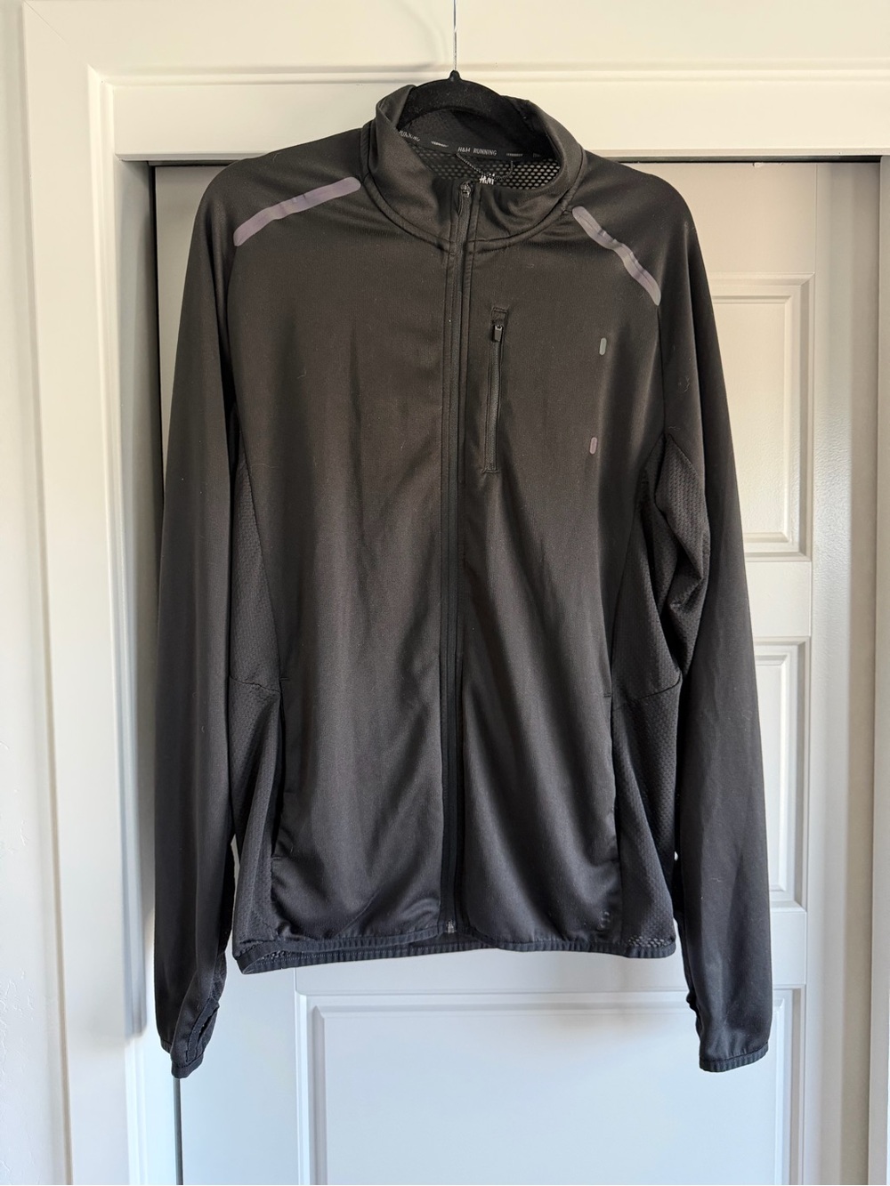 H&M Men's Black Performance Full-Zip Jacket with Reflective Accents